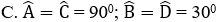 Cho hình bình hành ABCD có  ˆ A   = 3 ˆ B . Số đo các góc của hình bình hành là (ảnh 1)