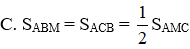 Cho tam giác ABC trung tuyến AM, chiều cao AH. Chọn câu đúng (ảnh 1)