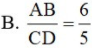 Viết tỉ số cặp đoạn thẳng có độ dài như sau: AB = 12cm, CD = 10 cm (ảnh 1)