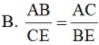 Cho ΔABC, AE là phân giác ngoài của góc A. Hãy chọn câu sai (ảnh 1)