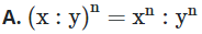 Chọn khẳng định đúng với số hữu tỉ x, y với m, n ∈ N*, ta có (ảnh 1)