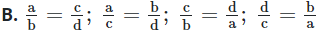 Từ đẳng thức a.d = b.c cho ta các tỷ lệ thức (ảnh 1)