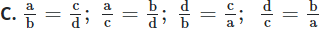 Từ đẳng thức a.d = b.c cho ta các tỷ lệ thức (ảnh 1)