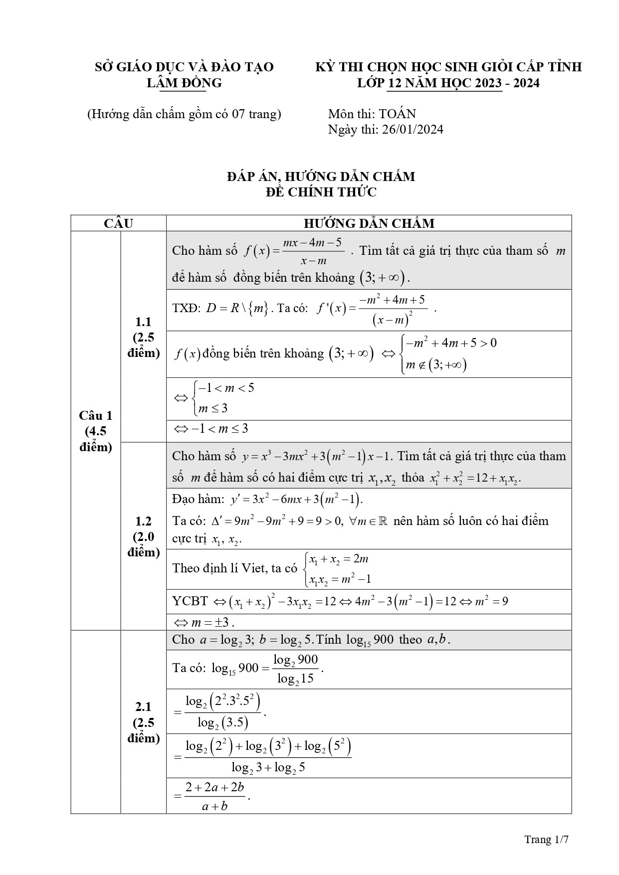 Đề thi HSG Toán 12 năm 2024 Sở GD&ĐT Lâm Đồng (có đáp án)  (ảnh 1)