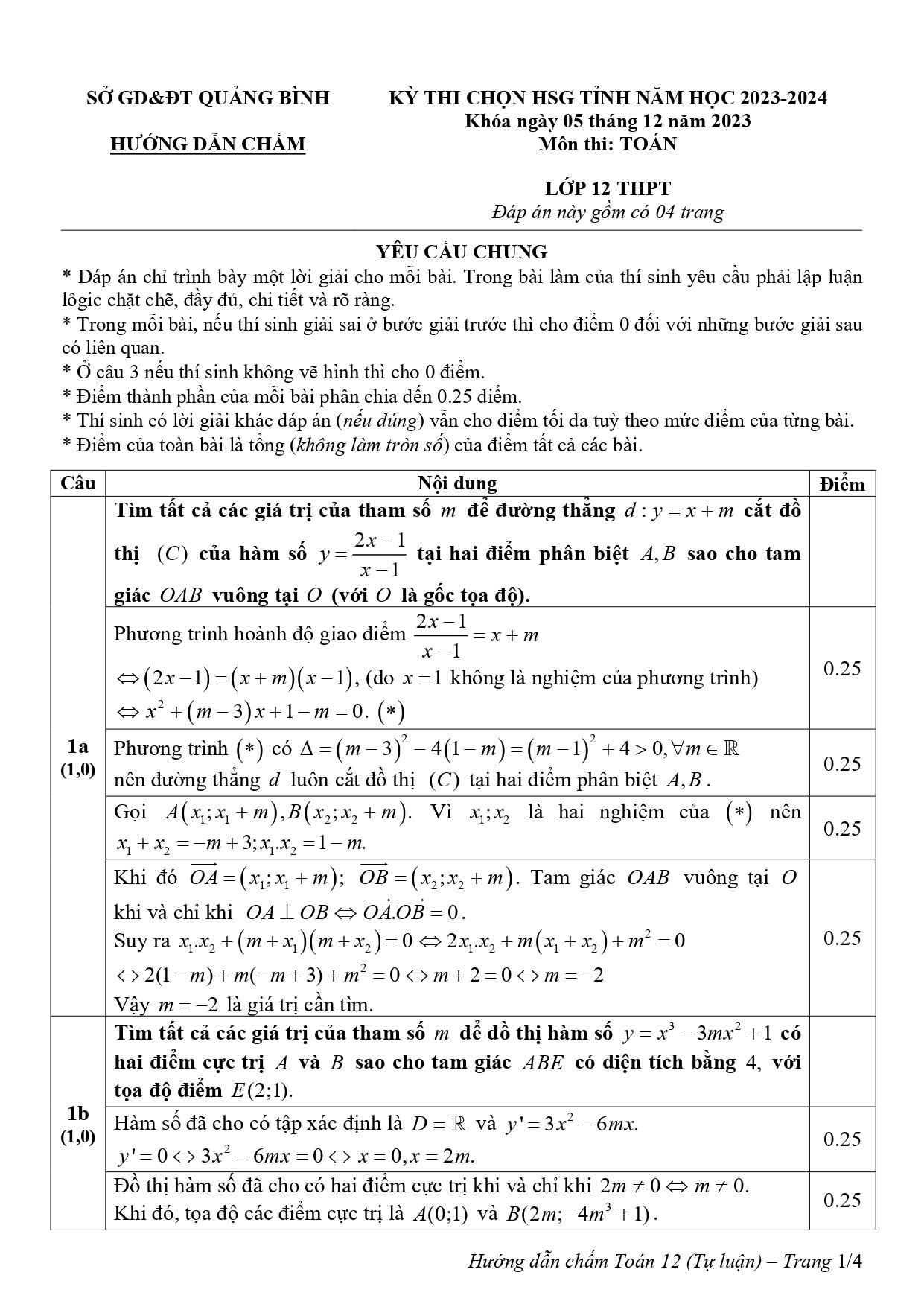 Đề thi HSG Toán 12 năm 2024 Sở GD&ĐT Quảng Bình (có đáp án)  (ảnh 1)