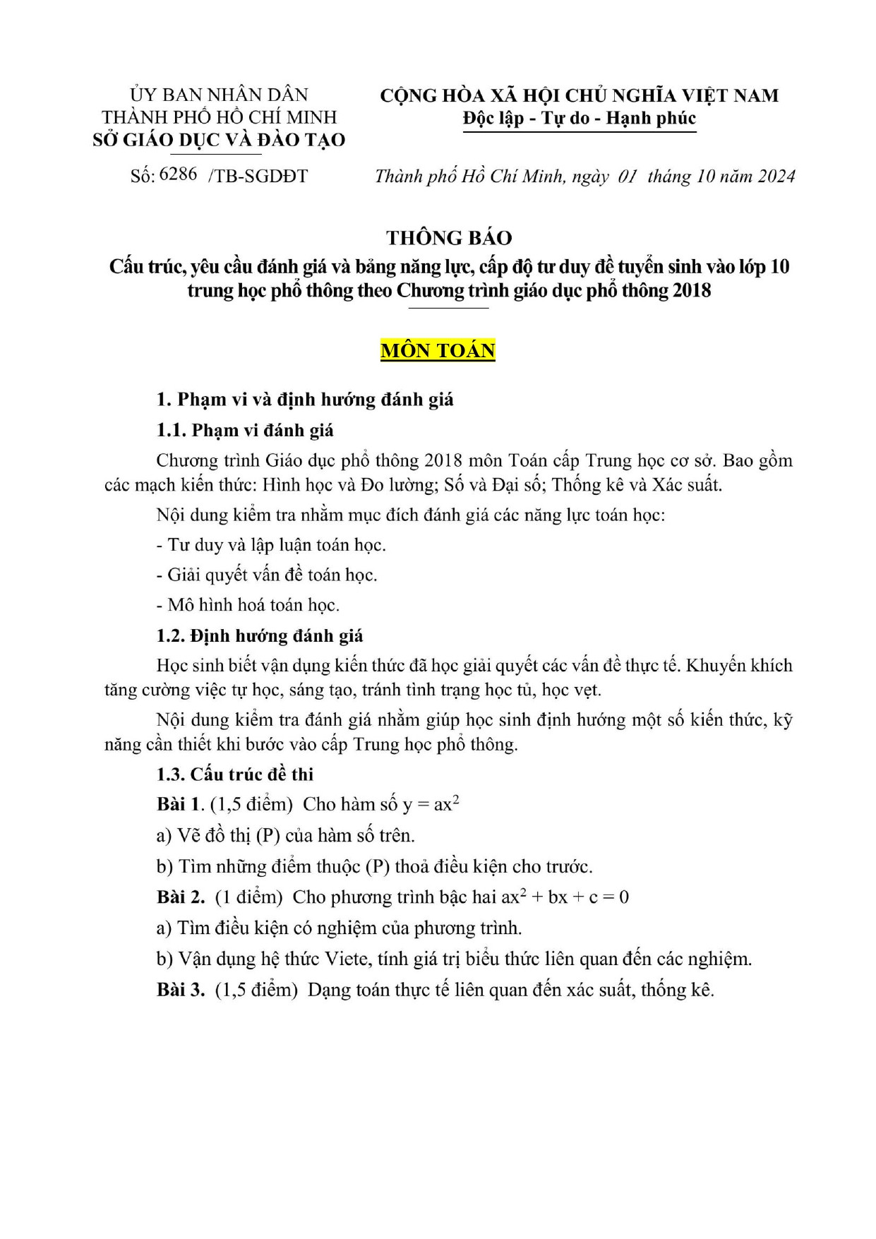 Đề thi thử vào 10 môn Toán (năm 2025 - 2026) Sở GD&ĐT TP Hồ Chí Minh có đáp án (ảnh 1)