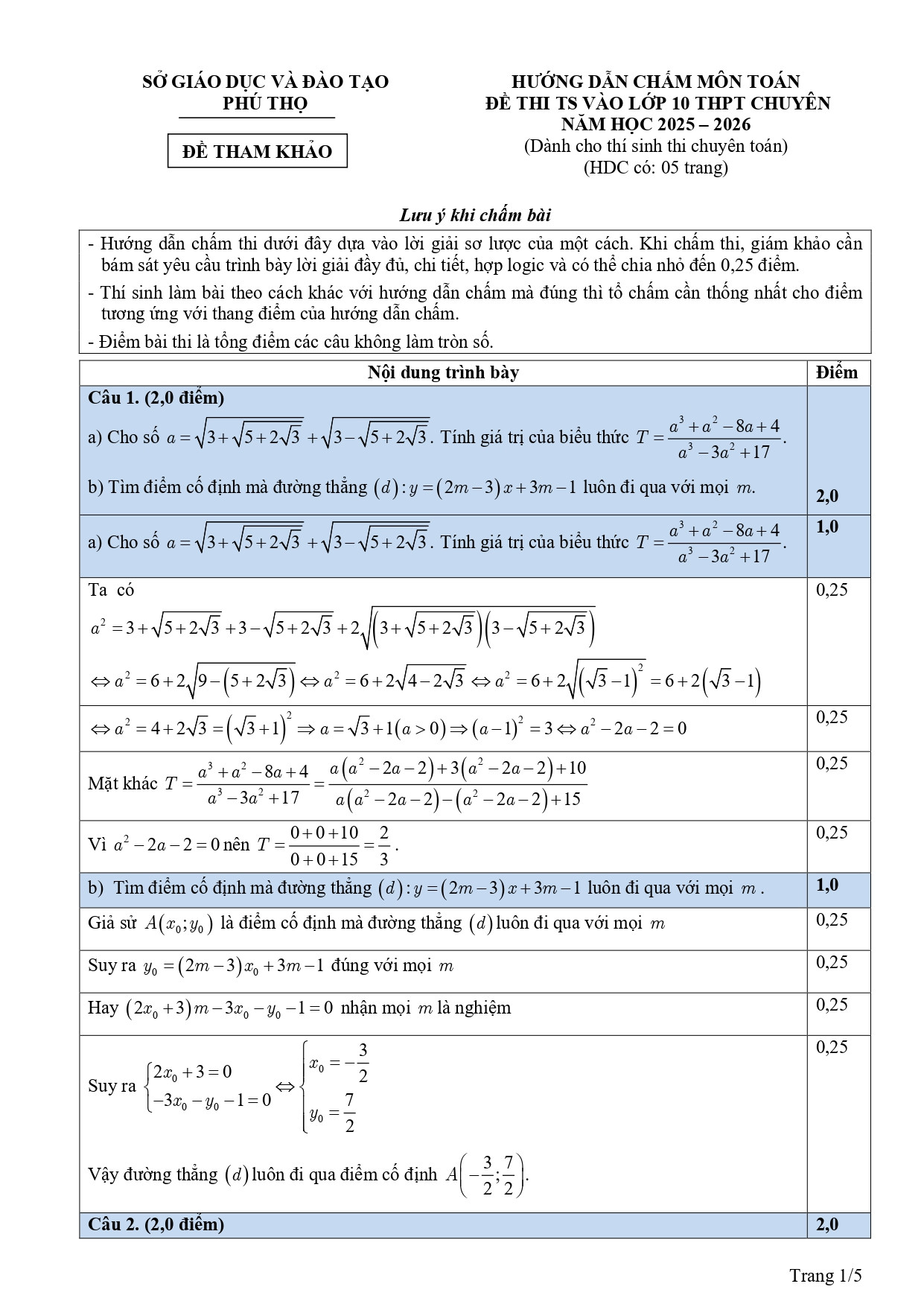 Đề thi thử vào 10 môn Toán (năm 2025 - 2026) THPT Chuyên Hùng Vương - Phú Thọ có đáp án (ảnh 1)