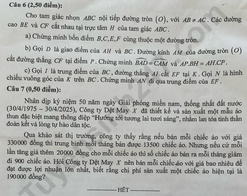 Đề thi vào 10 môn Toán chính thức Tỉnh Khánh Hòa (2025 - 2026) mới nhất kèm đáp án (ảnh 1)