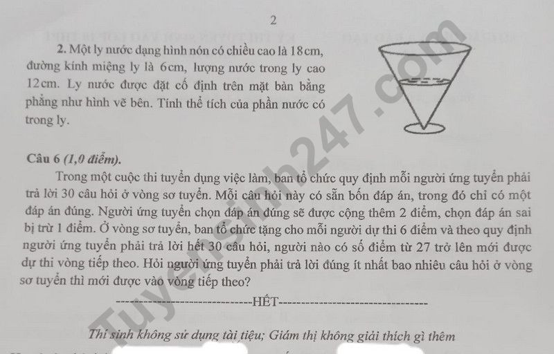 Đề thi vào 10 môn Toán chính thức Tỉnh Bắc Kạn (2025 - 2026) mới nhất kèm đáp án (ảnh 1)