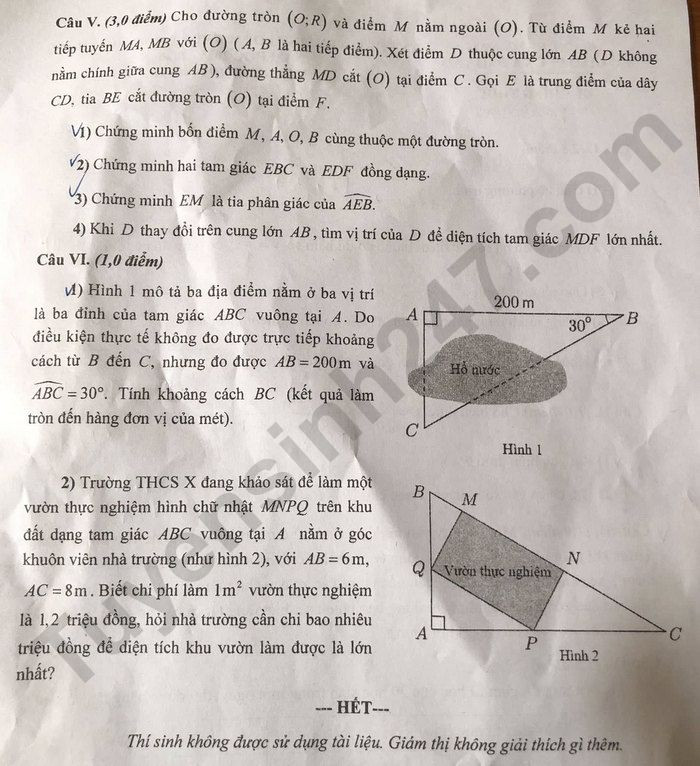 Đề thi vào 10 môn Toán chính thức Tỉnh Hà Nam (2025 - 2026) mới nhất kèm đáp án (ảnh 1)