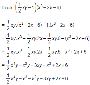 Nhân đa thức 1/2xy − 1 và x^3 – 2x – 6 (ảnh 1)
