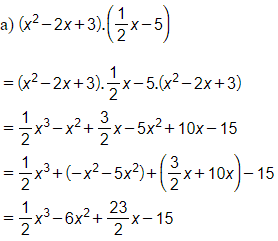 Làm tính nhân: (x^2 -2x +3),(1/2 x -5) (ảnh 1)