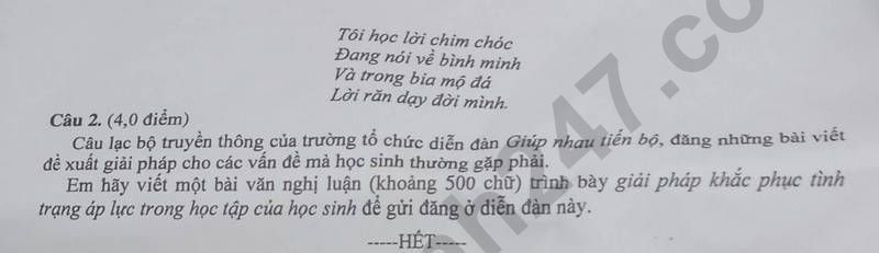 Đề thi vào 10 môn Văn chính thức Tỉnh Tây Ninh (2025 - 2026) mới nhất kèm đáp án (ảnh 1)