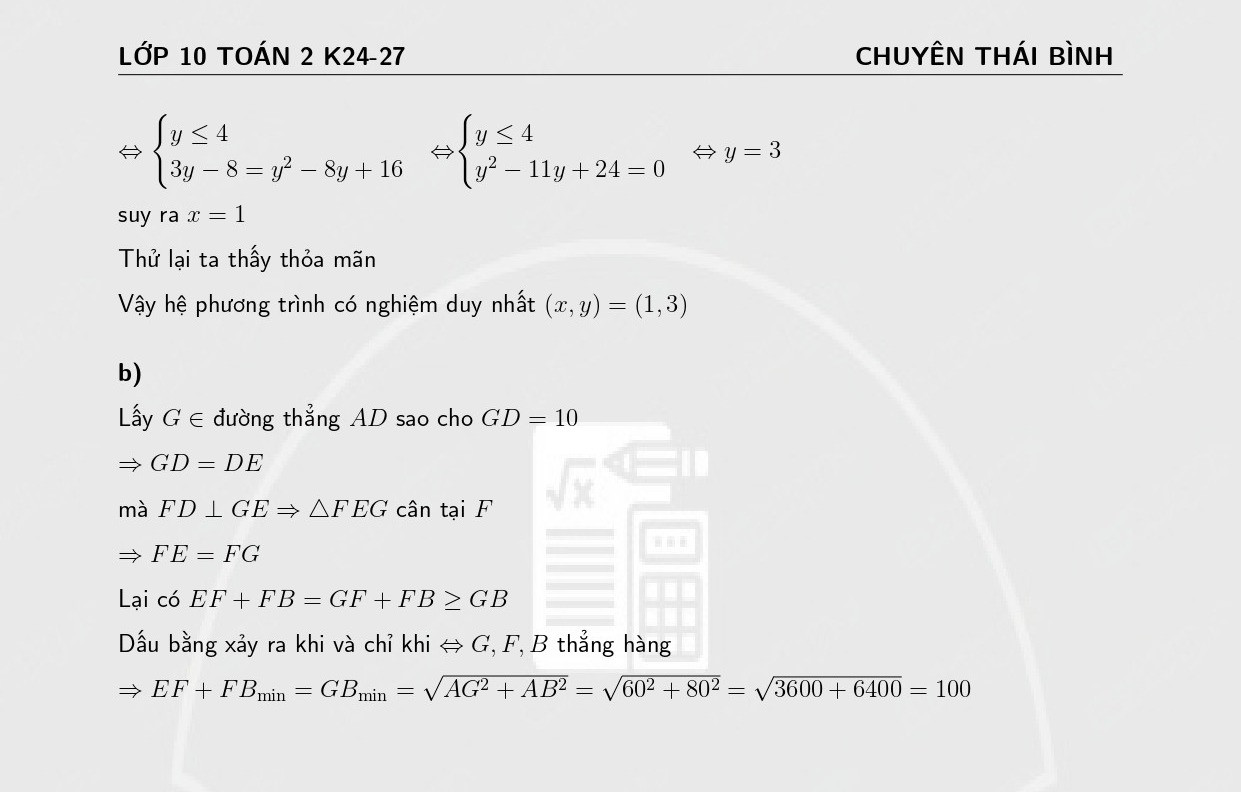 Đề thi vào 10 môn Toán (chuyên) chính thức Tỉnh Thái Bình (2025 - 2026) mới nhất kèm đáp án (ảnh 1)