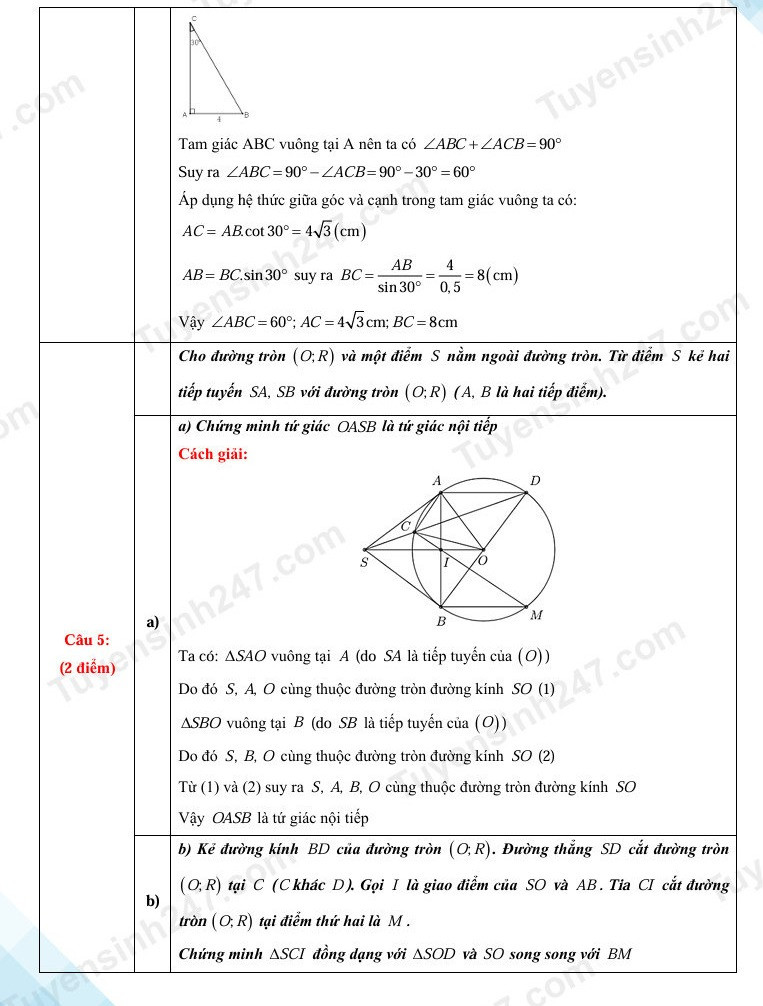Đề thi vào 10 môn Toán chính thức Tỉnh Cao Bằng (2025 - 2026) mới nhất kèm đáp án (ảnh 1)