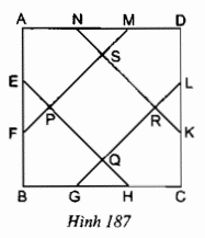 Các điểm E, F, G, H, K, L, M, N chia mỗi cạnh hình vuông ABCD (ảnh 1)