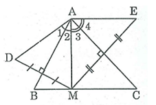 Cho tam giác ABC có góc A = 70 độ, điểm M thuộc cạnh BC (ảnh 1)