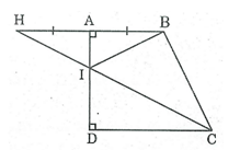 Cho hình thang vuông ABCD ( góc A = góc D = 90 độ). Gọi H là điểm đối xứng (ảnh 1)