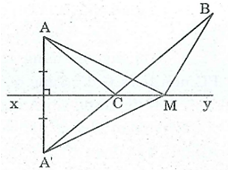 Cho hai điểm A, B thuộc cùng một nửa mặt phẳng bờ là đường thẳng xy (ảnh 1)