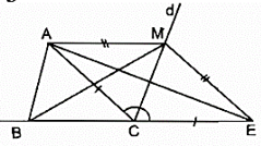 Cho tam giác ABC. Điểm M nằm trên đường phân giác của góc ngoài đỉnh C (ảnh 1)