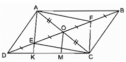 Cho hình bình hành ABCD , các đường chéo cắt nhau tại O (ảnh 1)
