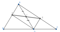 Cho hình 14 trong đó DE // AB, DF // AC. Chứng minh rằng điểm E đối xứng (ảnh 1)