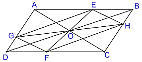 Cho hình bình hành ABCD, O là giao điểm của hai đường chéo (ảnh 1)