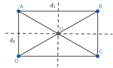 Chứng minh rằng trong hình chữ nhật: Giao điểm của hai đường chéo là tâm (ảnh 1)