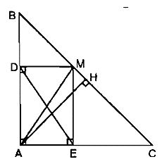 Cho tam giác ABC vuông cân tại A, AC = 4cm, điểm M thuộc cạnh BC (ảnh 1)