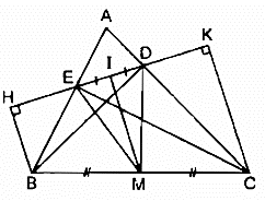 Cho tam giác nhọn ABC, các đường cao BD, CE (ảnh 1)