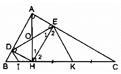 Cho tam giác ABC vuông tại A, đường cao AH. Gọi D, E theo thứ tự (ảnh 1)