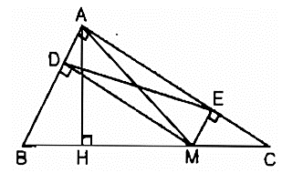 Cho tam giác ABC vuông tại A, điểm M thuộc cạnh BC (ảnh 1)