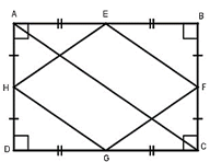 Chứng minh rằng trung điểm bốn cạnh của một hình chữ nhật là một hình thoi (ảnh 1)