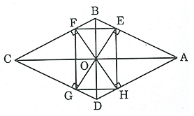 Cho hình thoi ABCD, O là giao điểm của hai đường chéo (ảnh 1)