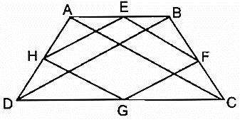 Cho hình thang cân ABCD (AB // CD). Gọi E, F, G, H (ảnh 1)