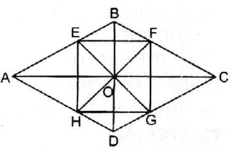 Cho hình thoi ABCD, O là giao điểm của hai đường chéo (ảnh 1)