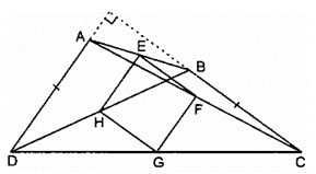 Cho tứ giác ABCD. Gọi E, F, G, H theo thứ tự là trung điểm của AB, AC, CD, DB (ảnh 1)