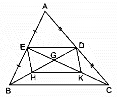 Cho tam giác ABC, các đường trung tuyến BD, CE cắt nhau ở G (ảnh 1)