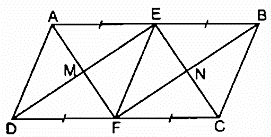 Cho hình bình hành ABCD có AB = 2AD. Gọi E và F theo thứ tự là (ảnh 1)