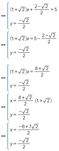 Giải hệ phương trình sau: (1 + căn 2).x + (1 - căn 2).y = 5 và (1 + căn 2).x + (1 + căn 2).y = 3 (ảnh 1)