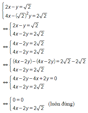Giải hệ phương trình 2x - y = m và 4x - m^2.y  trong mỗi trường hợp sau (ảnh 1)