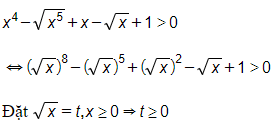 Chứng minh rằng x^4 - căn x^5+x - căn x + 1 lớn hơn 0 (ảnh 1)