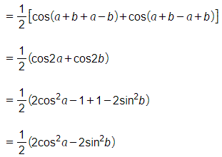 Chứng minh các đẳng thức cos (a - b)/ cos (a + b) (ảnh 1)