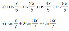 Rút gọn cos x/5.cos 2x/5.cos 4x/5.cos 8x/5 (ảnh 1)