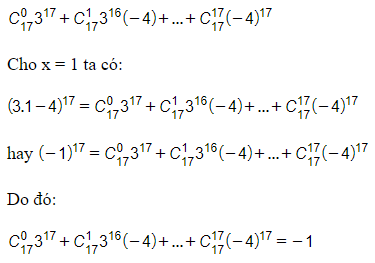Từ khai triển của biểu thức (3x - 4)^17 thành đa thức (ảnh 1)