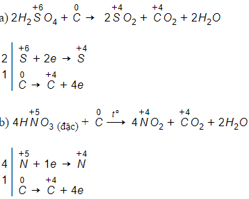 Lập phương trình hóa học của các phản ứng sau đây: H2SO4 đặc + C (ảnh 1)