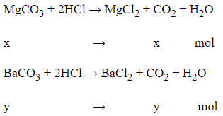 Có 28,1 gam hỗn hợp gồm MgCO3 và BaCO3 (ảnh 1)