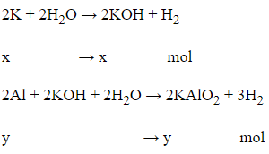 Hỗn hợp X gồm hai kim loại K và Al có khối lượng 10,5 gam (ảnh 1)