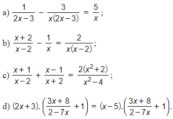 Giải các phương trình [1/(2x - 3)] - [ 3/ x(2x-3) ] = 5/x (ảnh 1)
