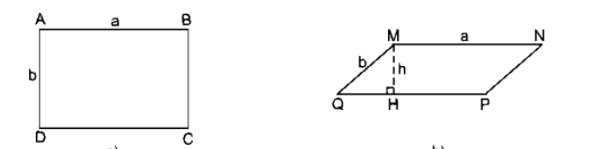 Một hình chữ nhật có các kích thước a và b. Một hình bình hành cũng có (ảnh 1)